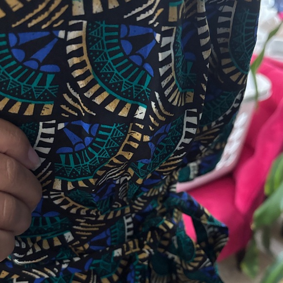 Chic Teal Patterned Long Sleeve Dress - Picture 5 of 8